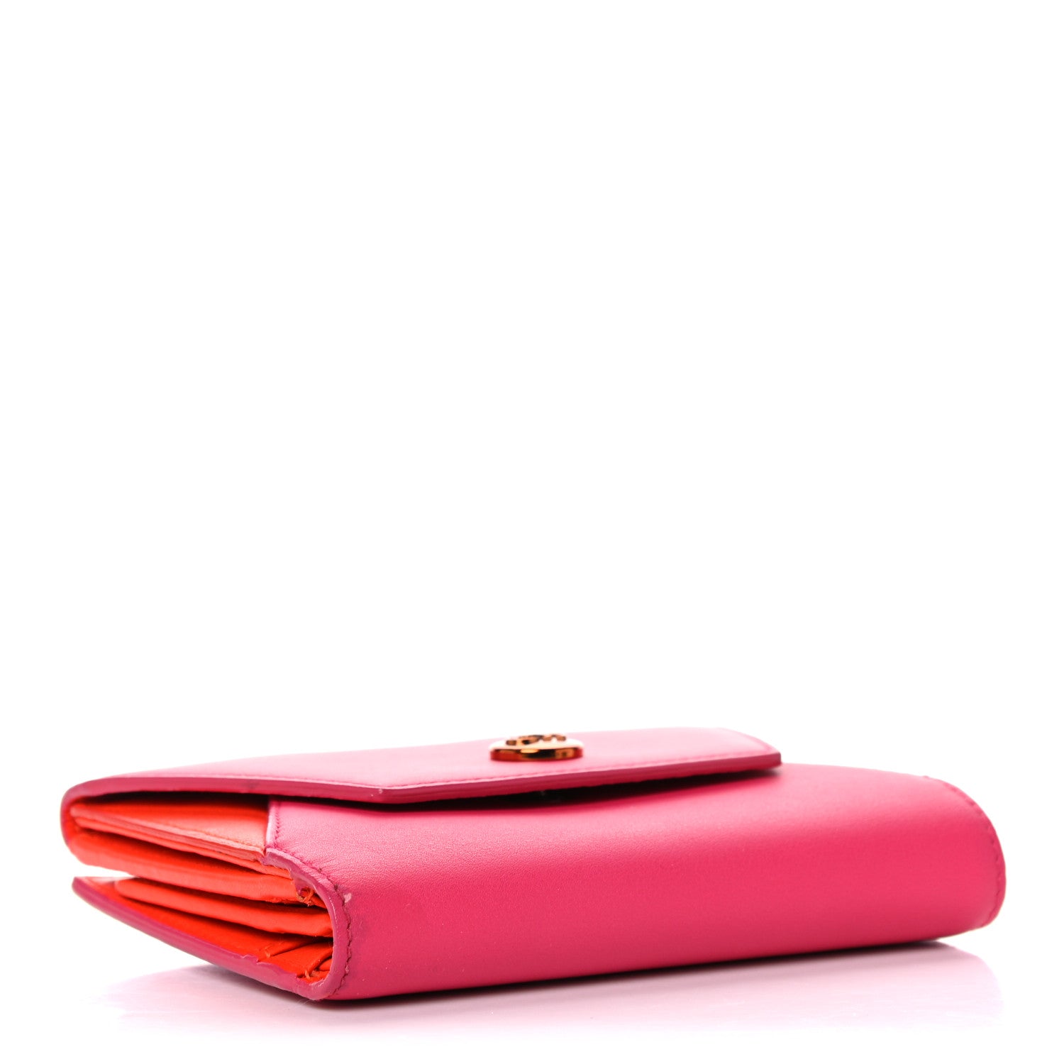 Christian Dior Calfskin Bi-Color Envelope Wallet Pink Orange 4 of 13