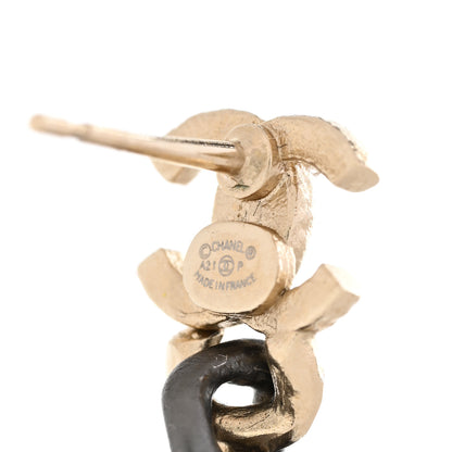Chanel Metal Enamel CC Logo Drop Earrings Ruthenium Gold 4 of 7