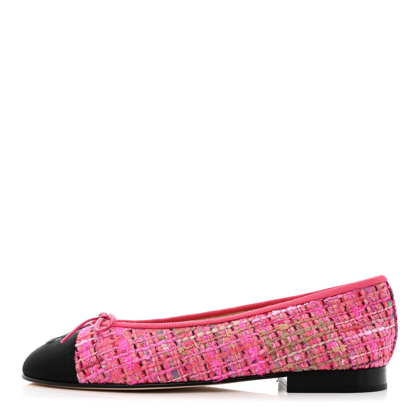 Tweed Cap Toe Ballerina Flats 37 Pink Black