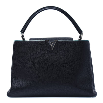 Louis Vuitton Taurillon Capucines MM Black Turquoise 1 of 29