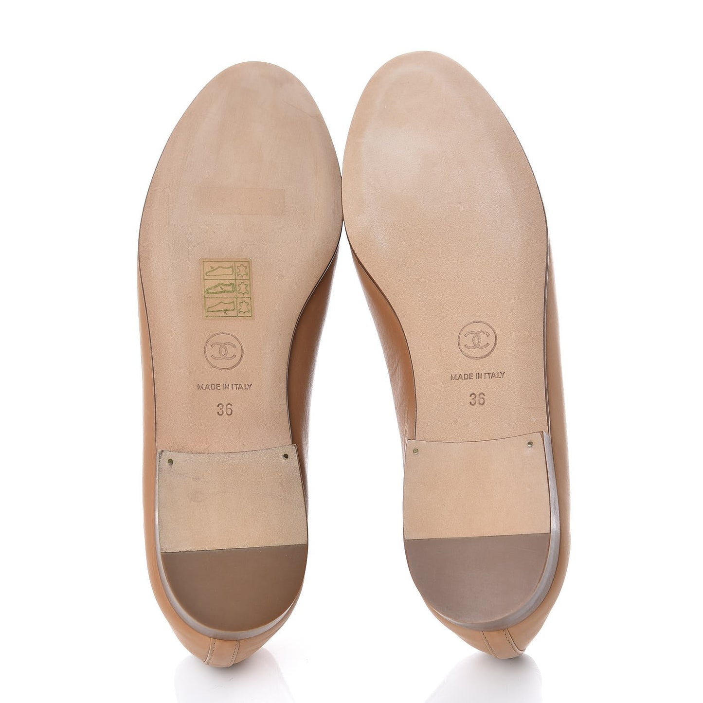 Lambskin Cap Toe Ballerina Flats 36 Beige Black