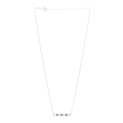 Tiffany Sterling Silver Blue Sapphire Atlas Bar Pendant Necklace 3 of 4