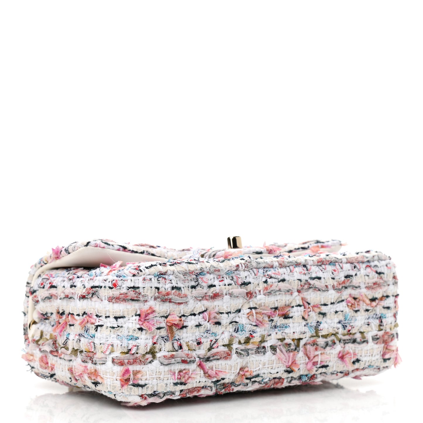 Tweed Quilted Mini Rectangular Flap White Pink Multicolor