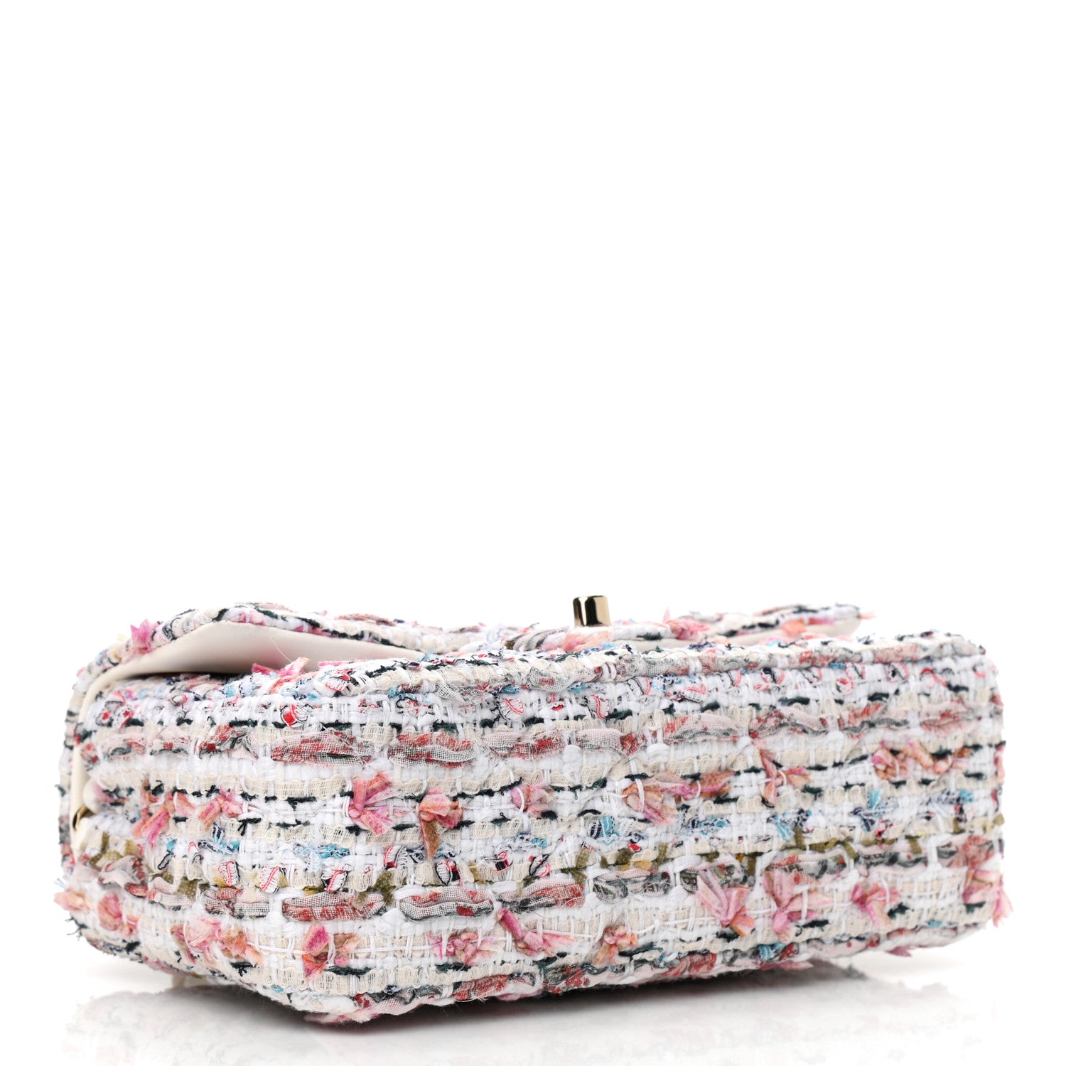 Chanel Tweed Quilted Mini Rectangular Flap White Pink Multicolor 4 of 11
