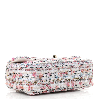 Chanel Tweed Quilted Mini Rectangular Flap White Pink Multicolor 4 of 11