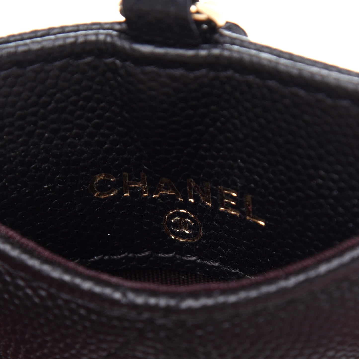 Caviar Quilted Card Holder On Chain Black