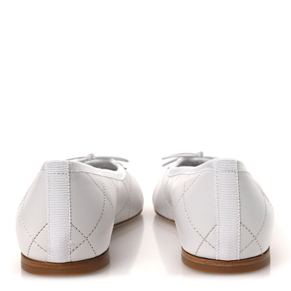 Chanel Lambskin Quilted CC Cambon Ballet Flats 37 White Black 6 of 11