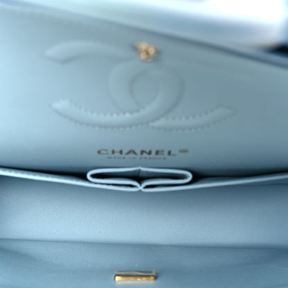 Chanel Iridescent Lambskin Quilted Medium Double Flap Light Blue 5 of 12