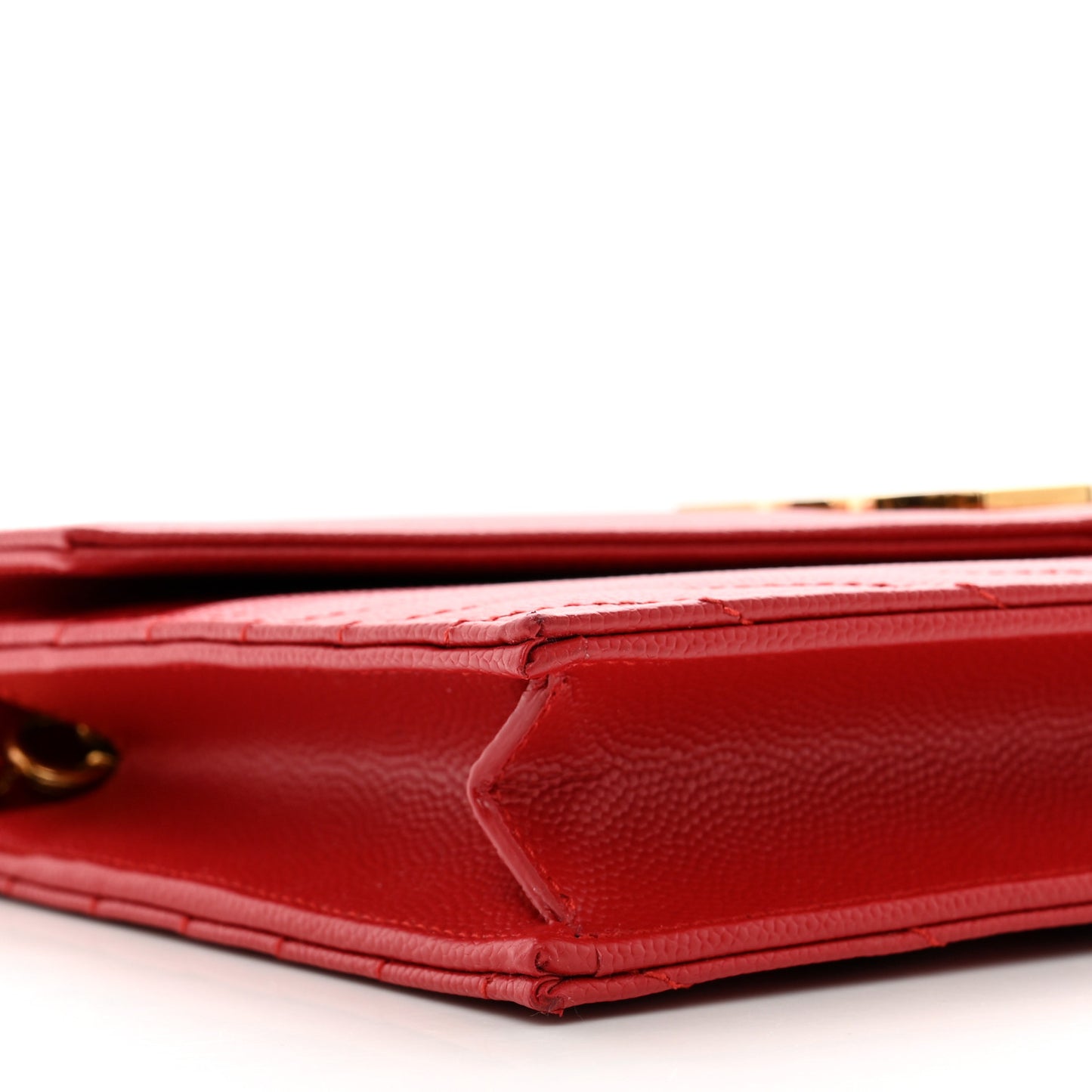 Grain De Poudre Matelasse Chevron Monogram Envelope Chain Wallet New Red