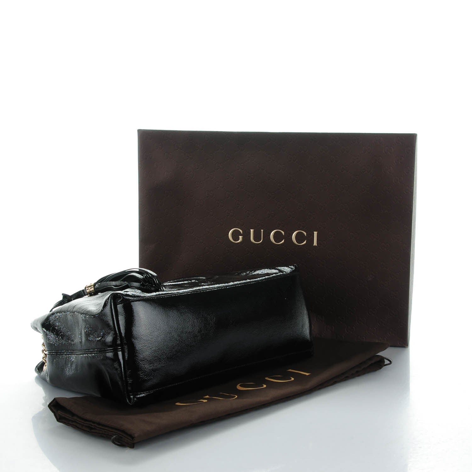 Gucci Patent Medium Soho Chain Shoulder Bag Black 4 of 7