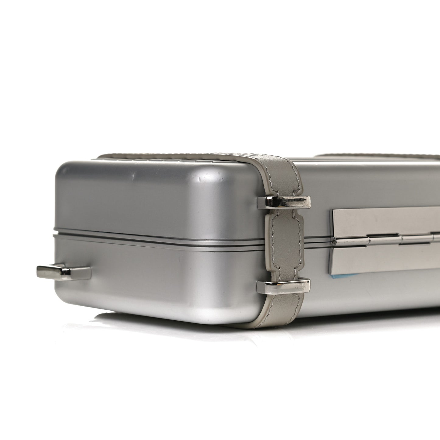 X RIMOWA Aluminum Personal Clutch On Strap Silver