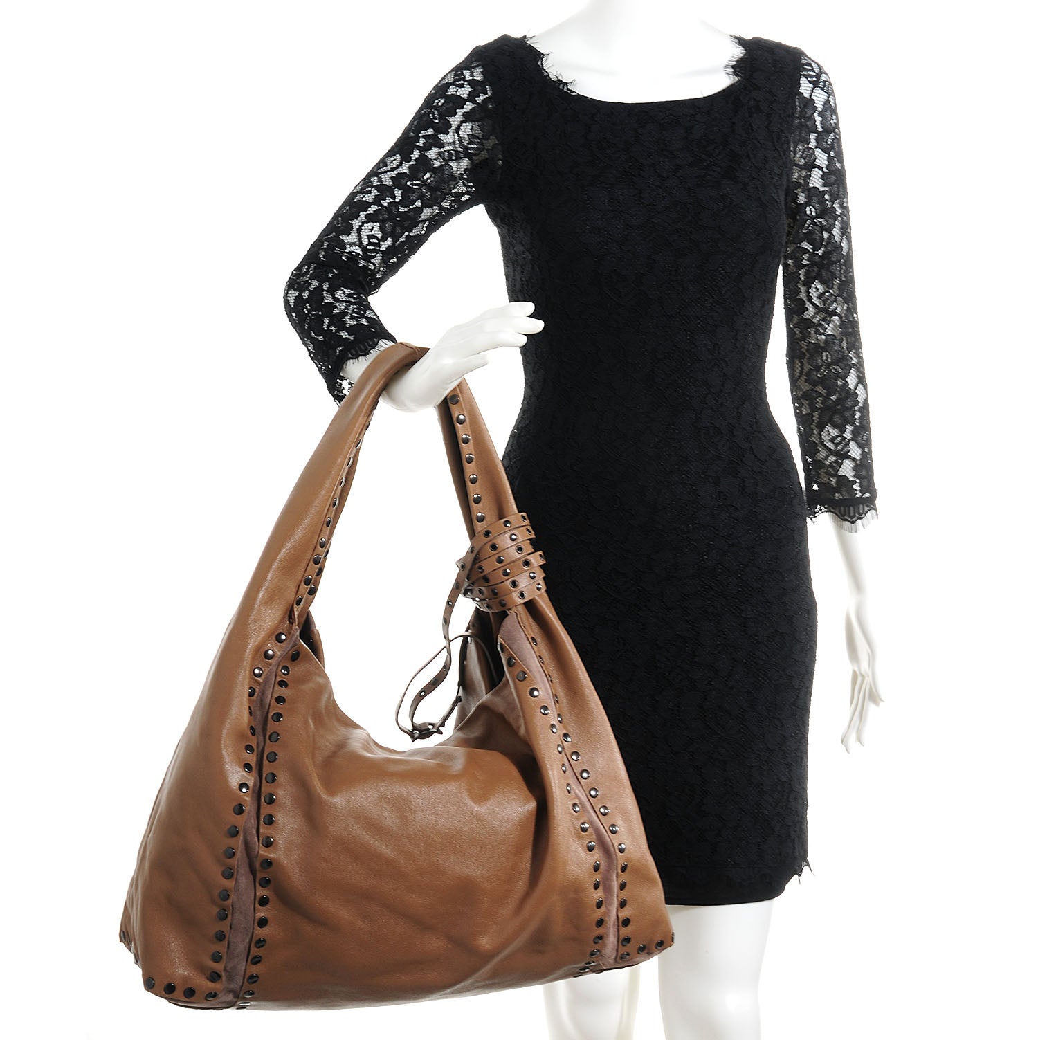 Jimmy Choo Nappa Leather Studded Large Saba Hobo Bag Mink 2 of 10