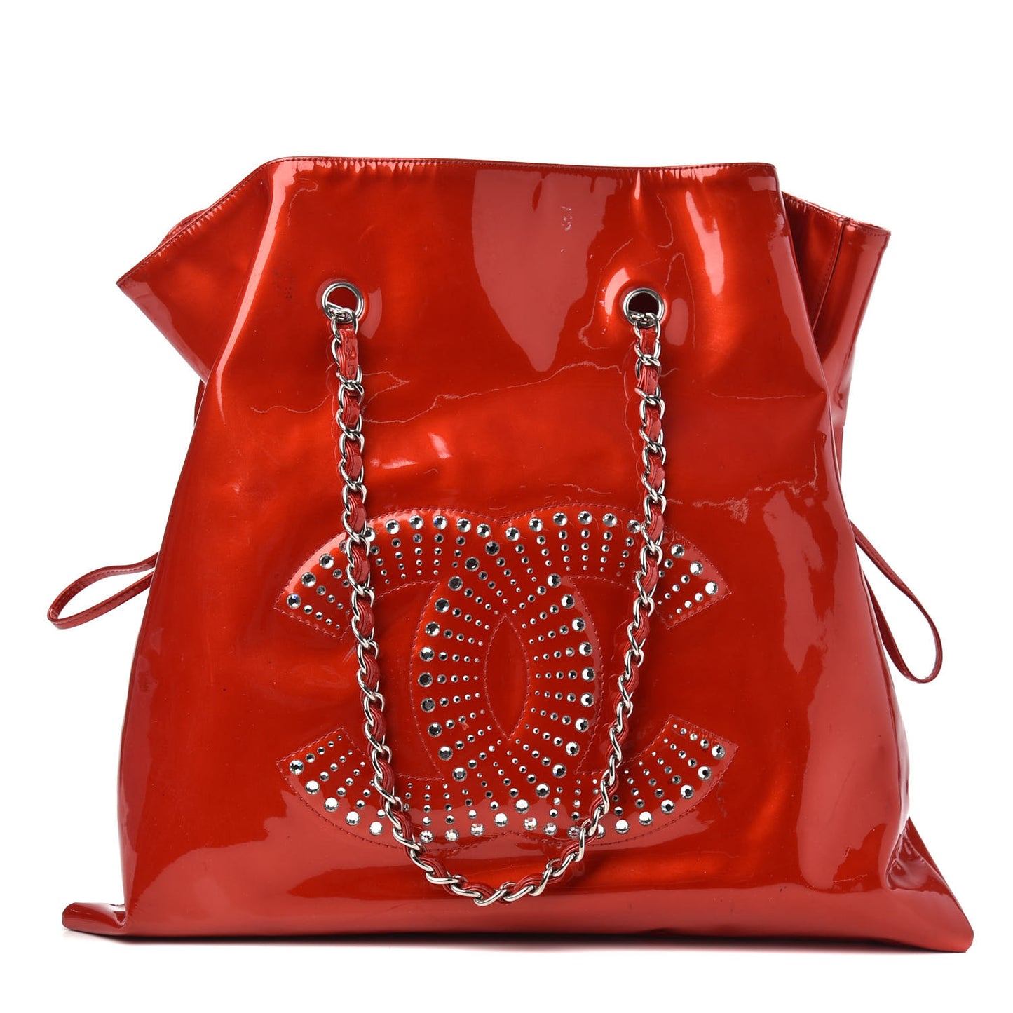 Patent Crystal Strass Bonbons Tote Red