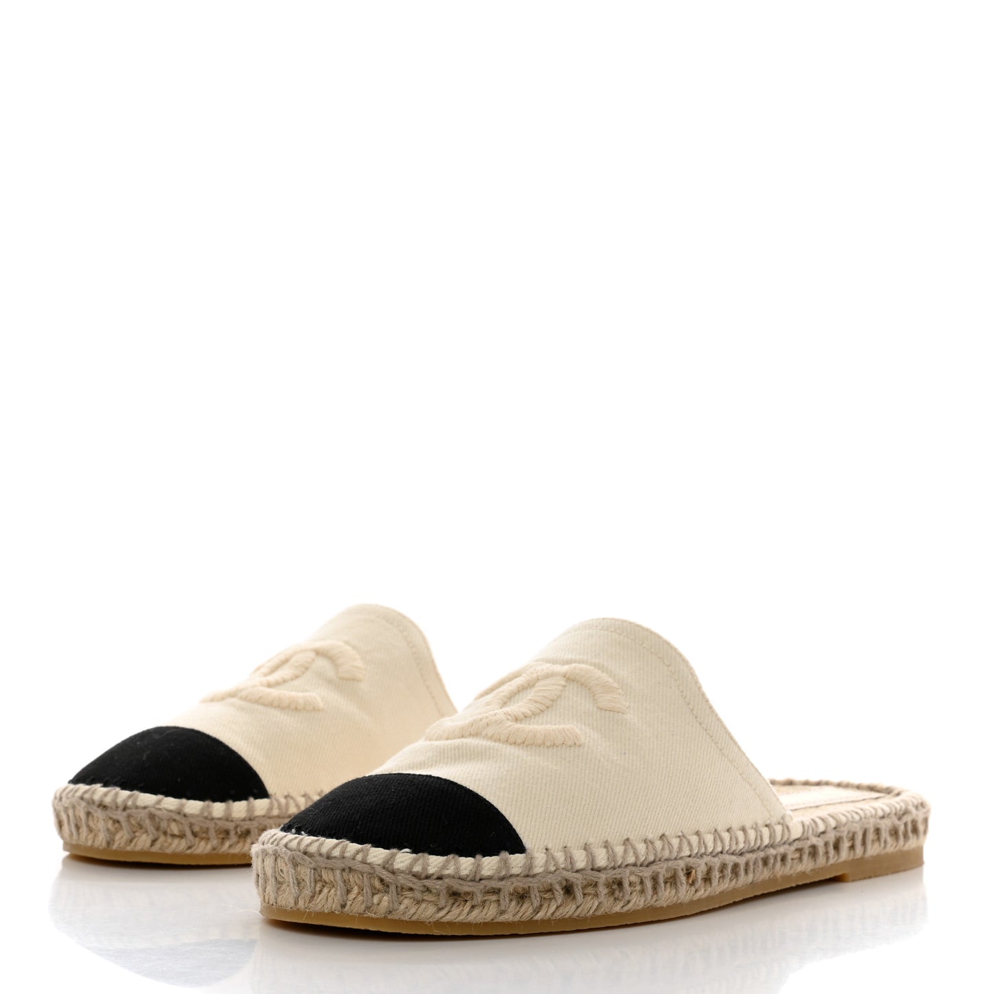 Denim CC Espadrille Mules 38 White Black