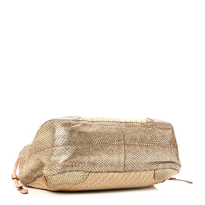 Prada Jute Snakeskin Tote Oro 4 of 9