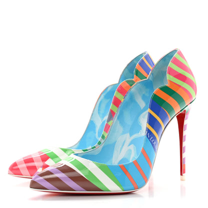 Christian Louboutin Patent Striped Hot Chick 100 Pumps 38.5 Multicolor 3 of 8
