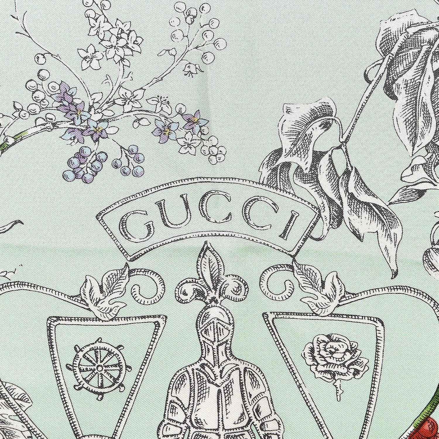 Gucci Silk Twill Wondergardenia Square Scarf Emerald 2 of 5