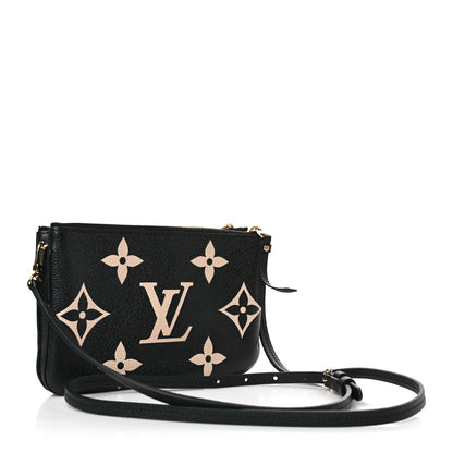 Louis Vuitton Empreinte Monogram Giant Double Zip Pochette Black Cream 3 of 10