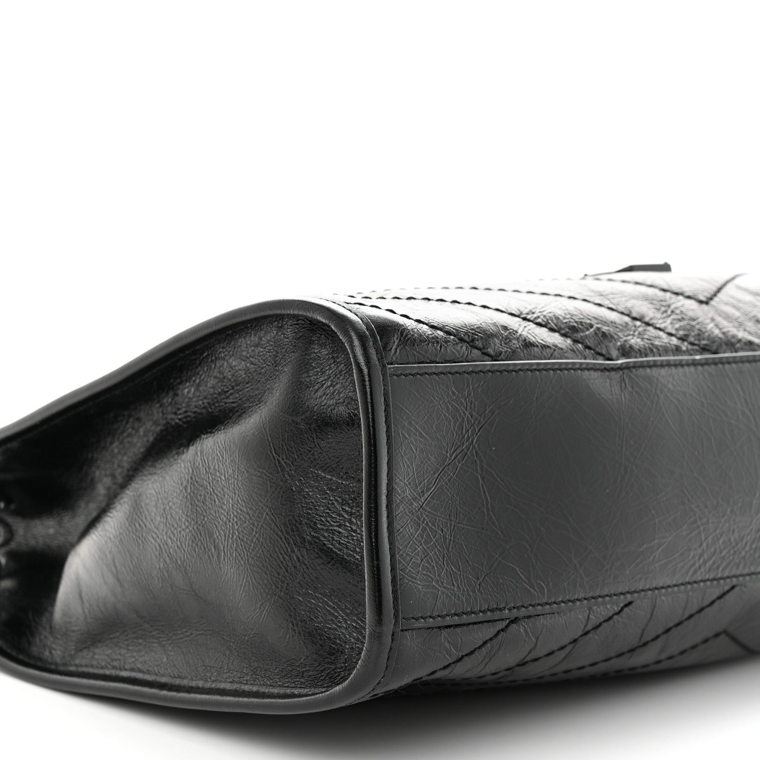 Saint Laurent Crinkled Calfskin Matelasse Monogram Medium Niki Shopper Tote Black 9 of 10
