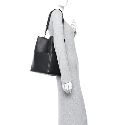 Celine Soft Grained Calfskin Sangle Bucket Bag Black 2 of 12