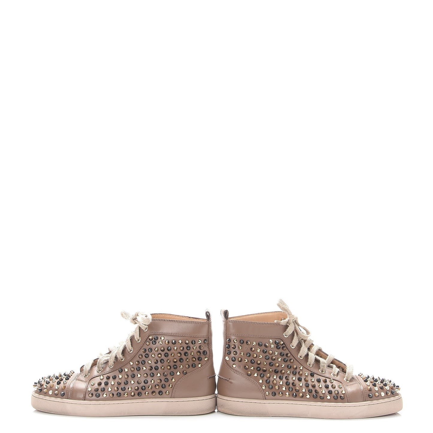 Mens Calfskin Louis Spikes Flat Sneakers 42 Beige