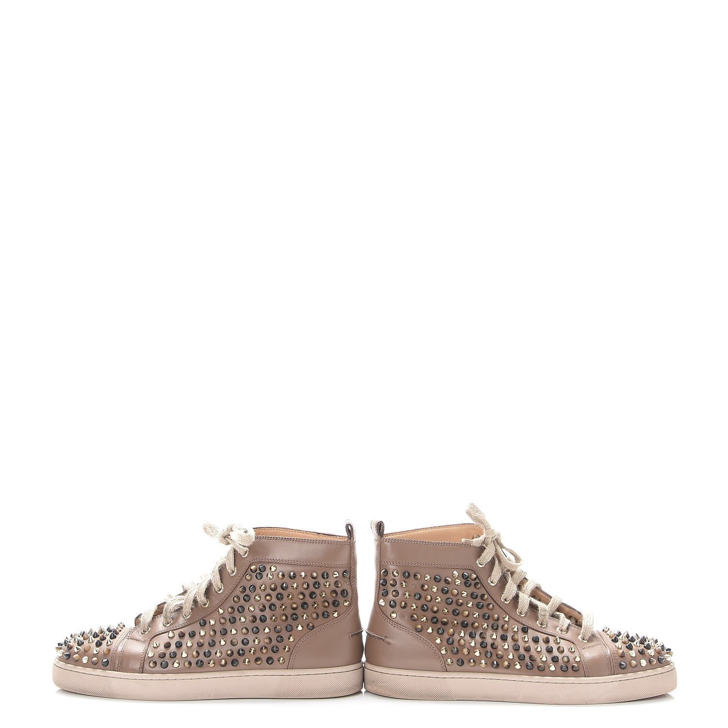 Christian Louboutin Mens Calfskin Louis Spikes Flat Sneakers 42 Beige 5 of 12