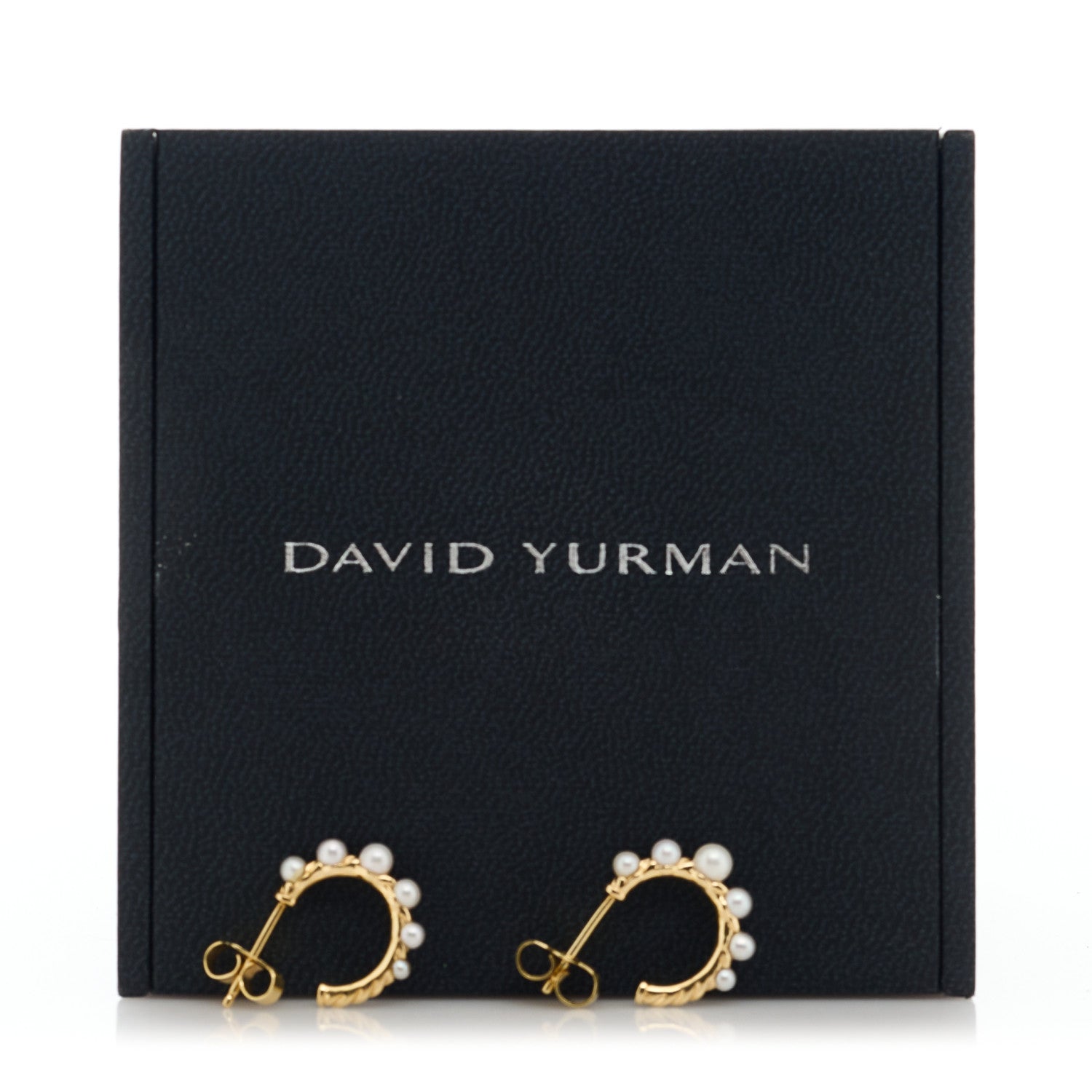 David Yurman 18K Yellow Gold Pearl 15mm Petite Perle Hoop Earrings 4 of 4