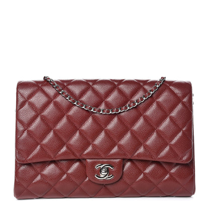 Chanel Caviar Quilted Clutch With Chain Flap Dark Red 1 of 10