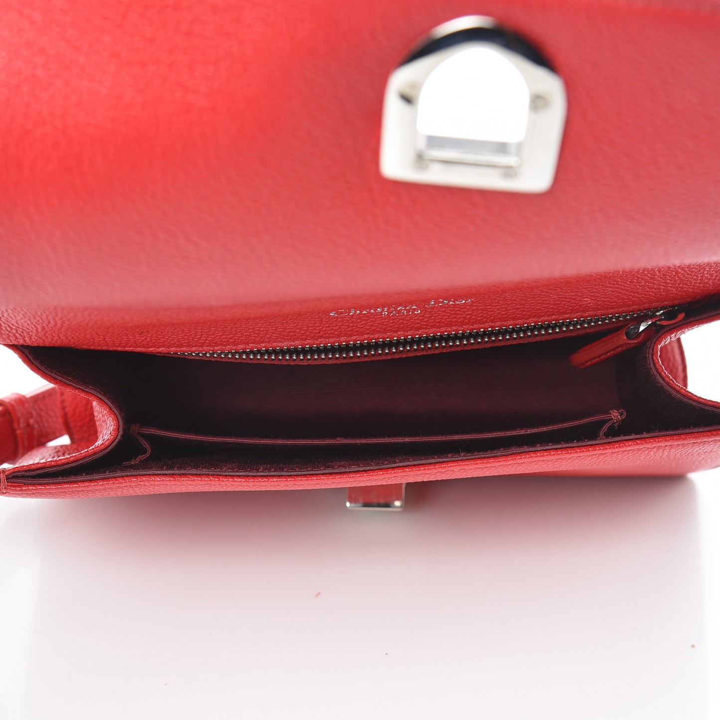 Grained Calfskin Medium Diorama Flap Bag Red