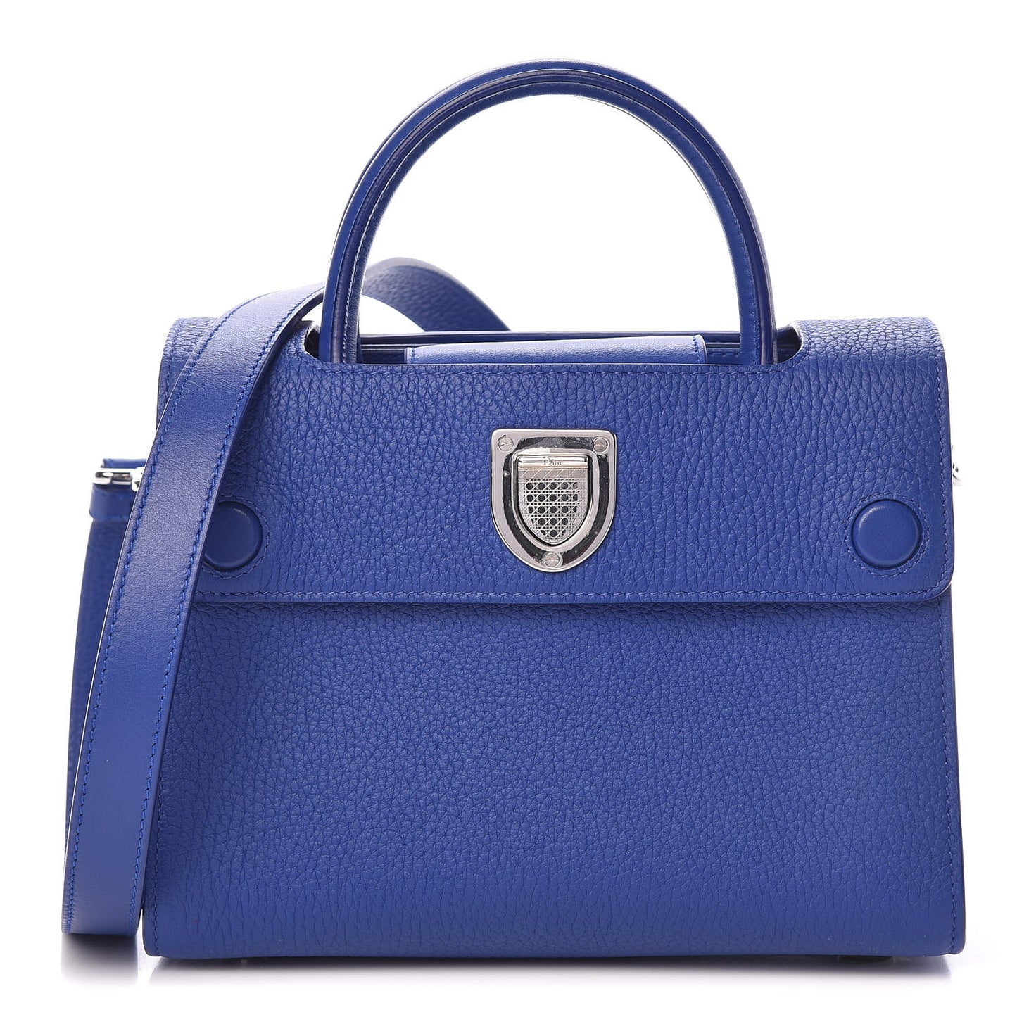 Grained Calfskin Mini Diorever Flap Blue