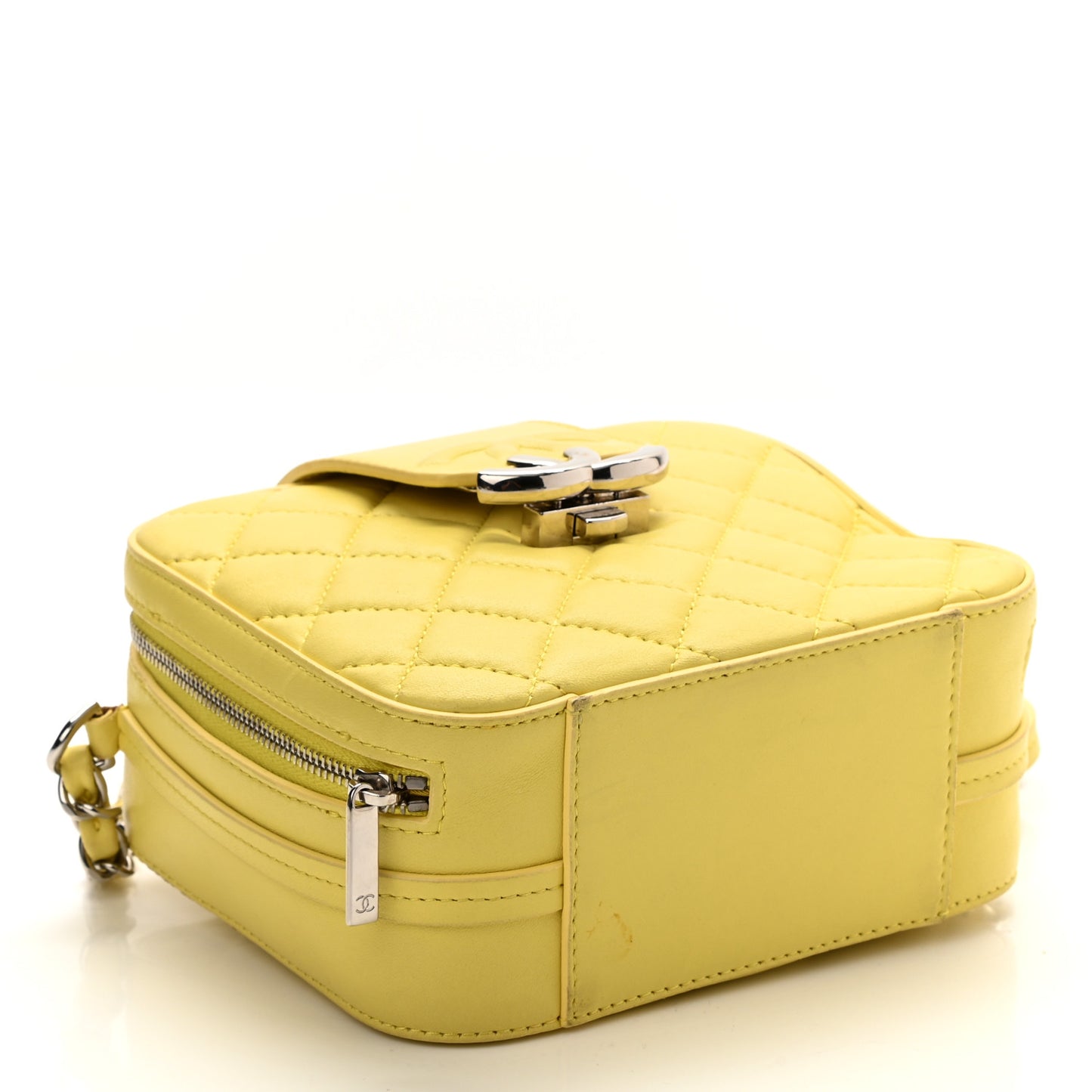 Lambskin Quilted Mini CC Box Camera Bag Yellow