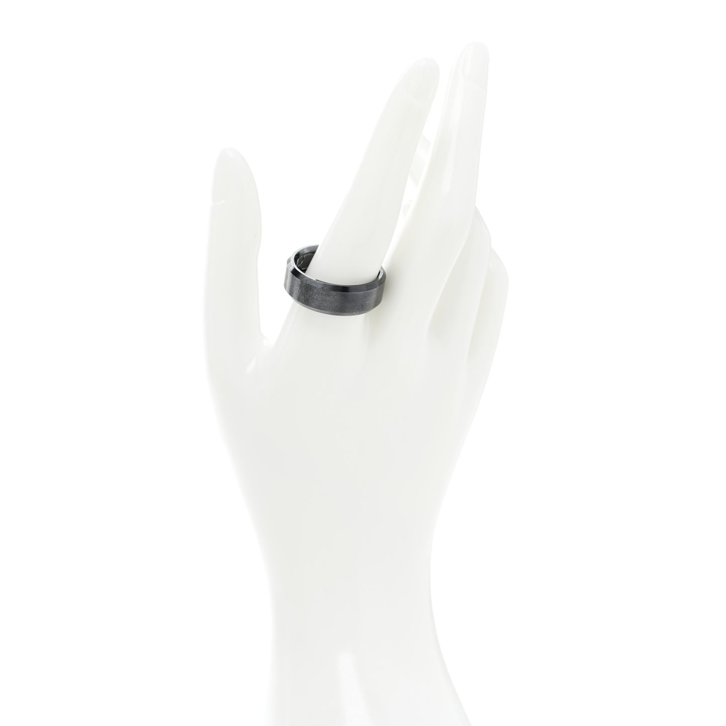 Black Titanium 8.5mm Beveled Band Ring 67 11.75