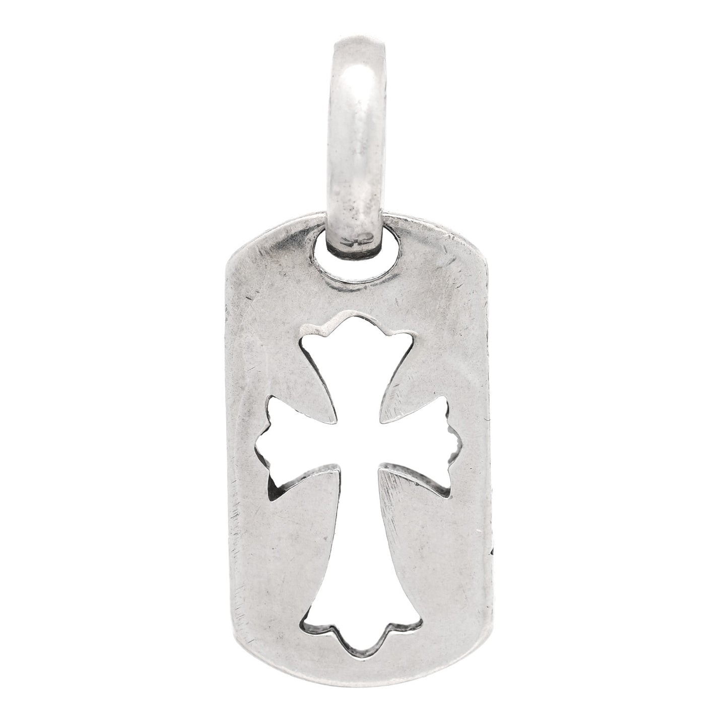 Sterling Silver Cross Cut Out Dog Tag Pendant