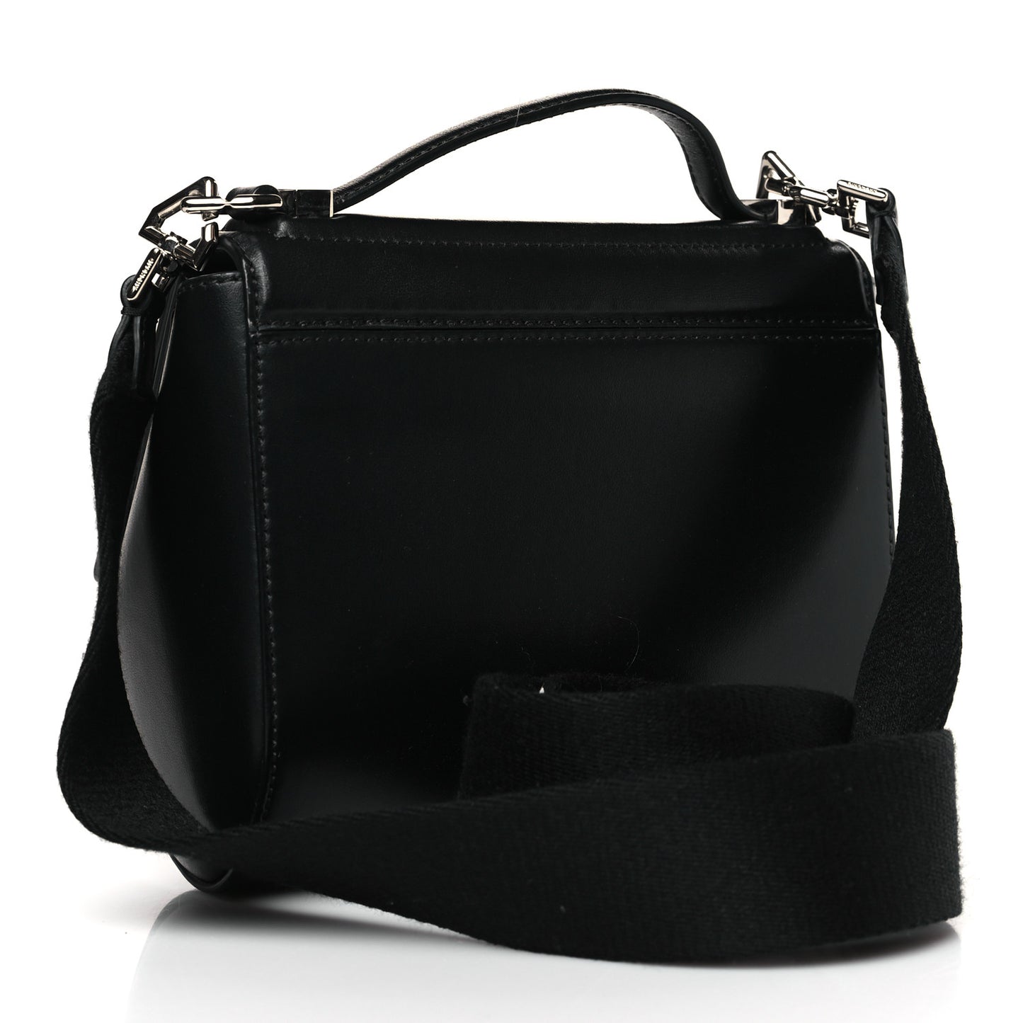 Calfskin Mini Pandora Box Logo Strap Crossbody Bag Black