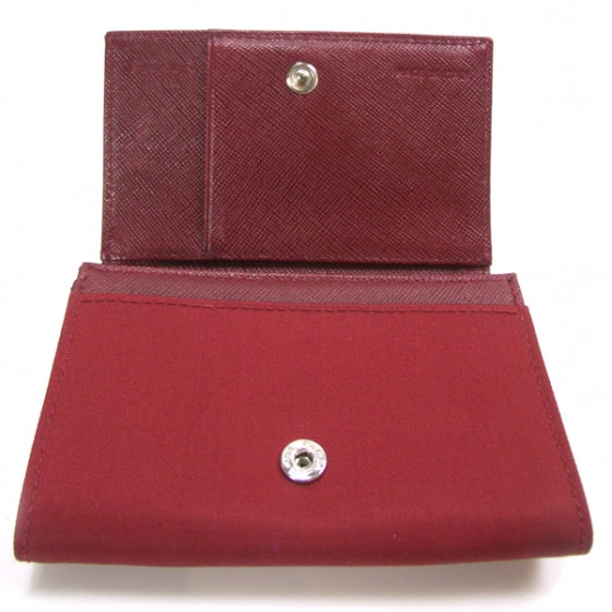 Tessuto Saffiano Compact Wallet Rosso