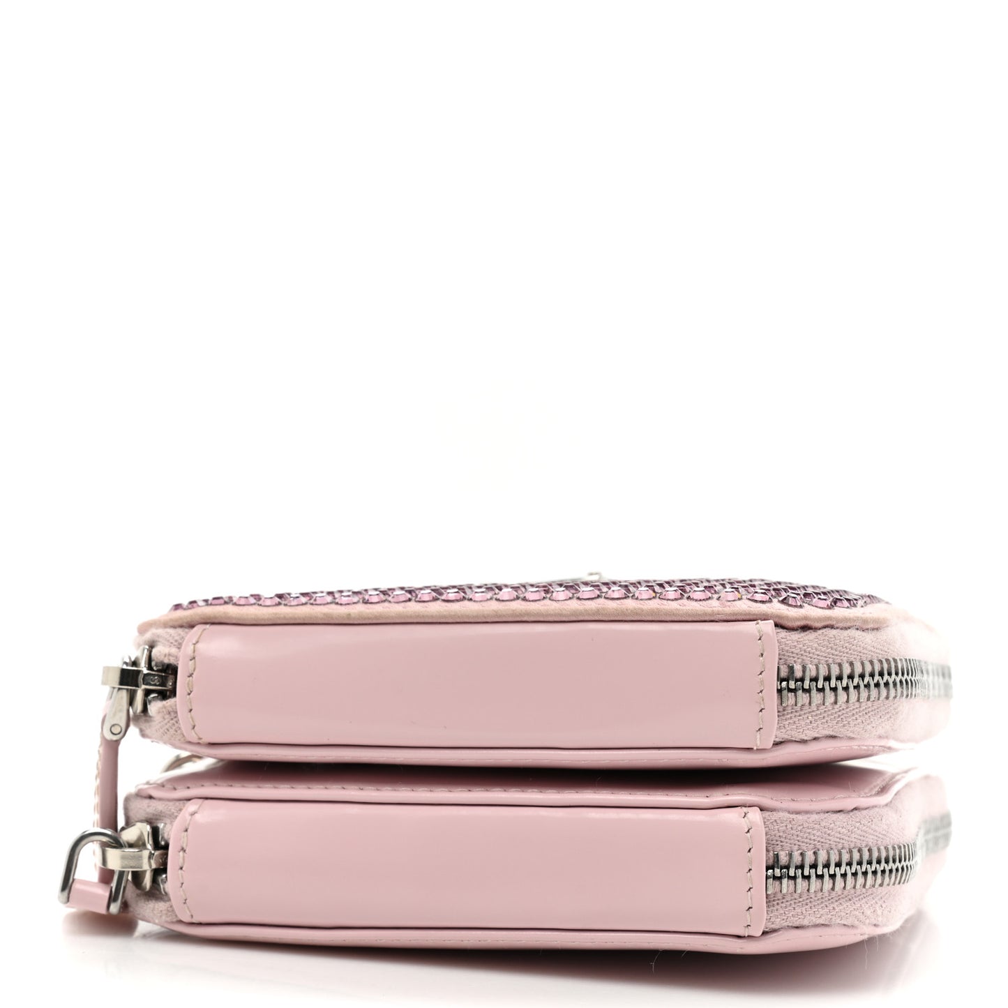 Satin Crystal Mini Triangle Crossbody Pouch Alabastro