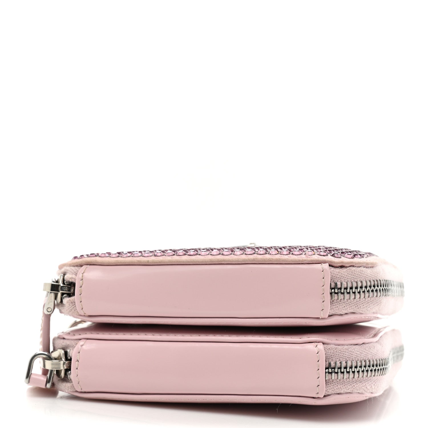 Prada Satin Crystal Mini Triangle Crossbody Pouch Alabastro 4 of 10