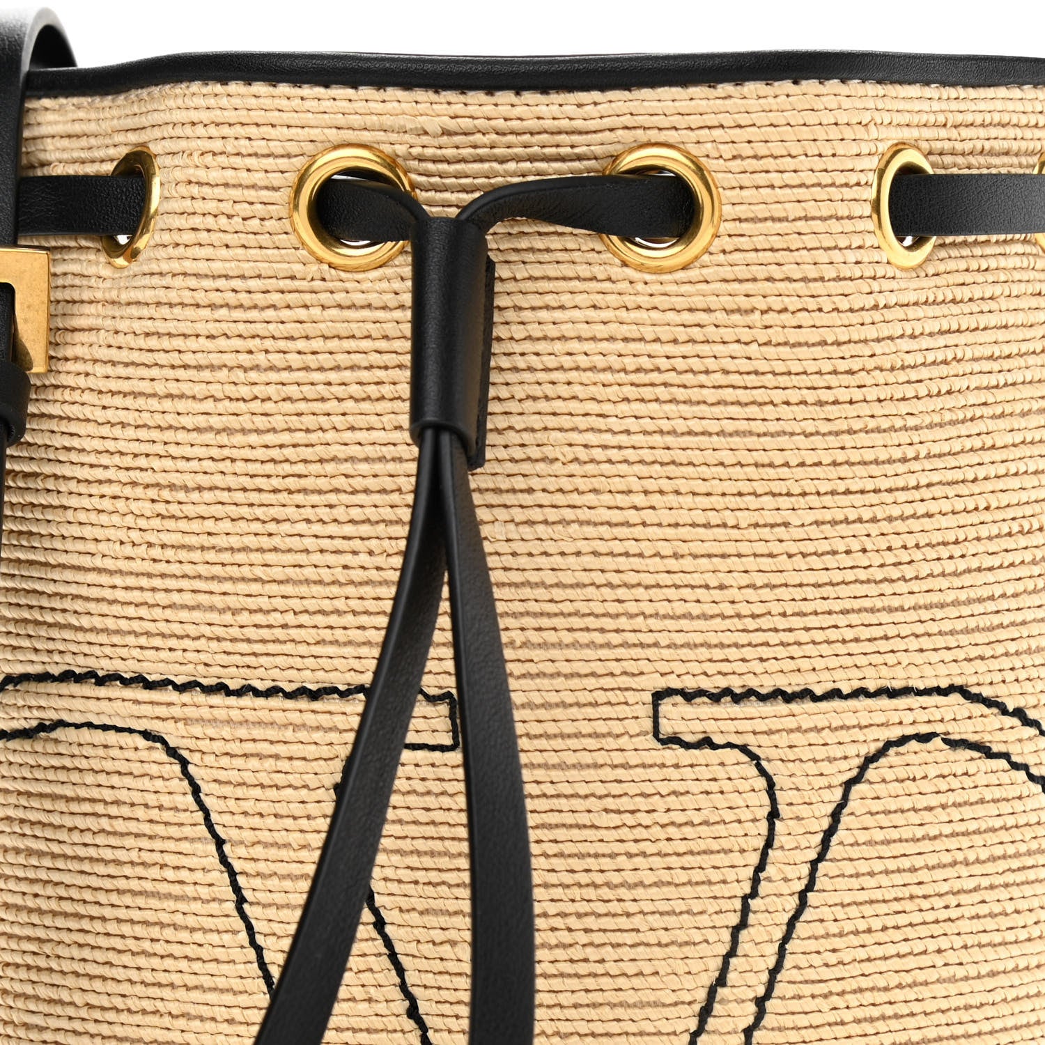 Valentino Garavani Raffia Vlogo Walk Bucket Bag Naturale Black 9 of 11