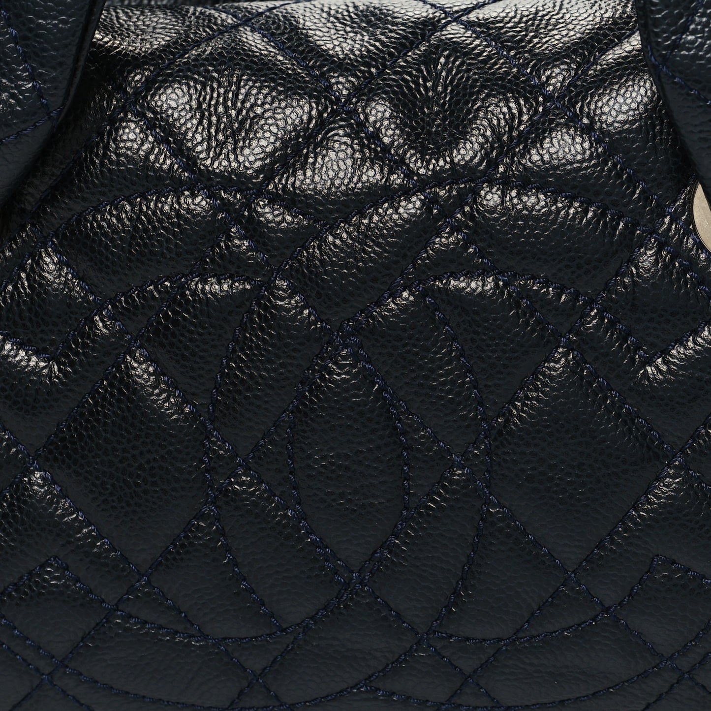 Caviar Quilted CC Timeless Bowler Navy