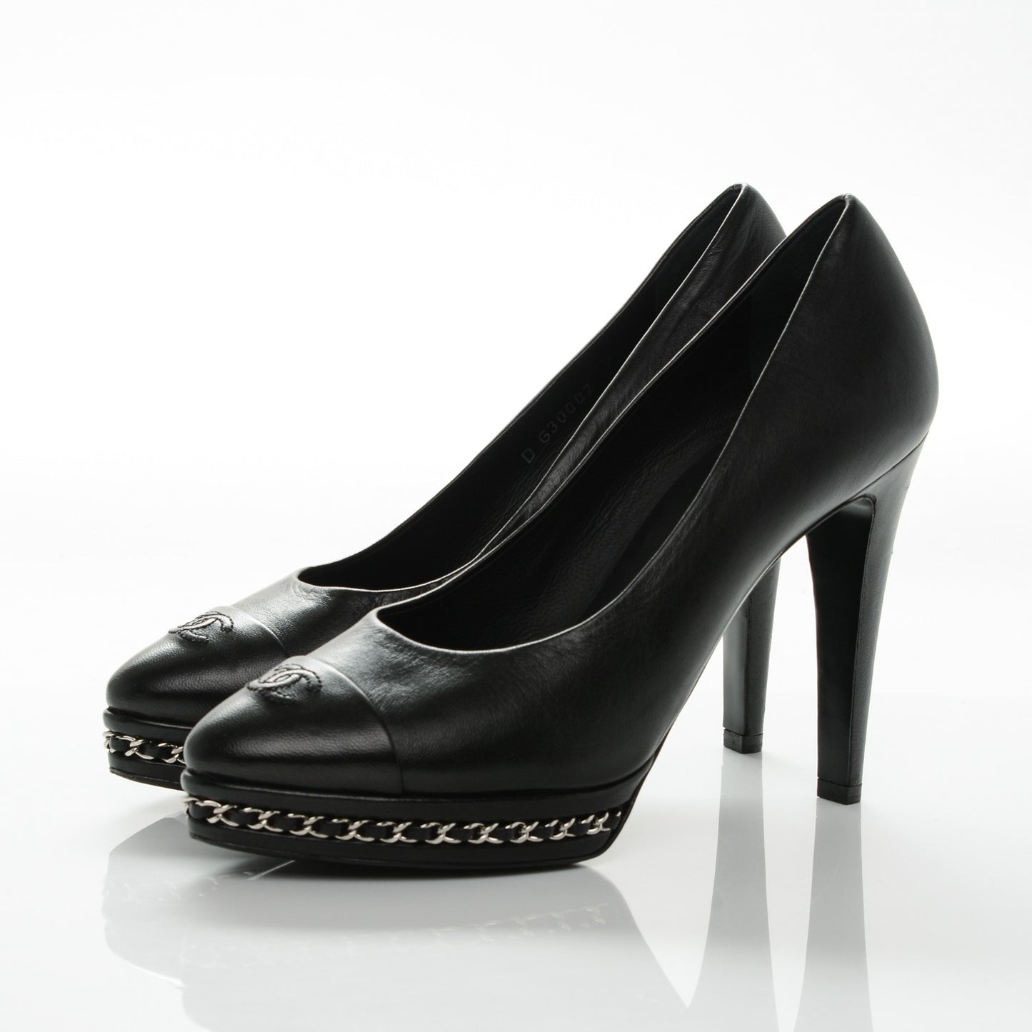 Calfskin Platform Chain Pumps 39.5 Black