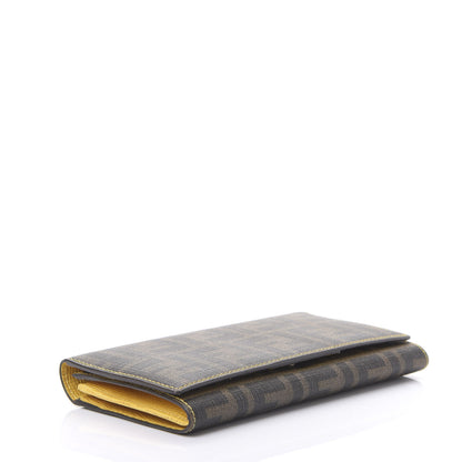 Fendi Zucca Spalmati Vitello Elite Continental Wallet Tobacco Giallo 4 of 12