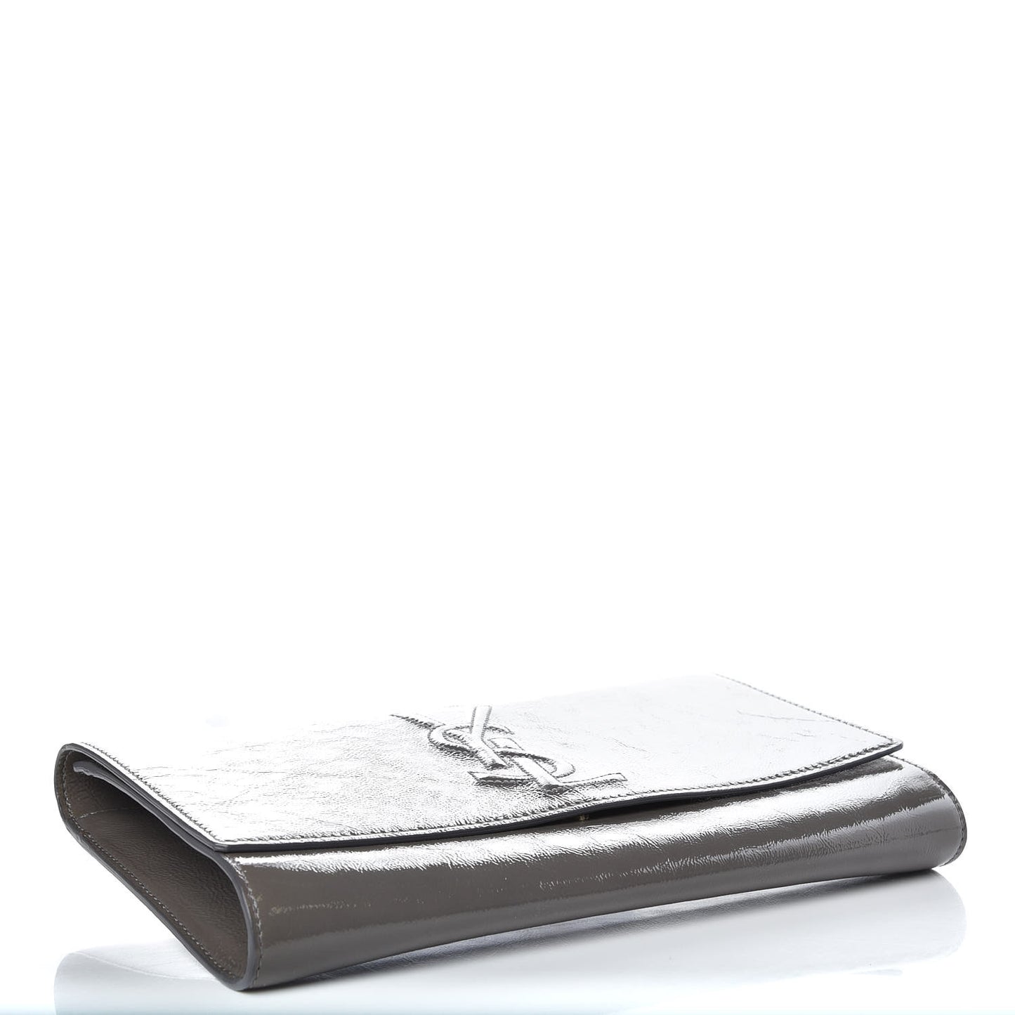 Textured Patent Monogram Large Belle de Jour Clutch Grey