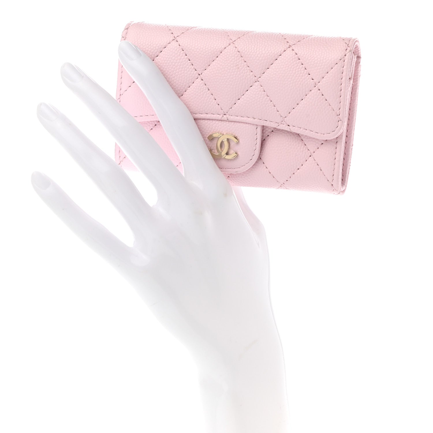 Chanel Caviar Quilted Flap Card Holder Wallet Light Pink 2 of 10
