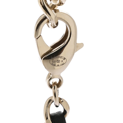 Chanel Metal Lambskin Crystal CC Choker Necklace Black Gold 6 of 7