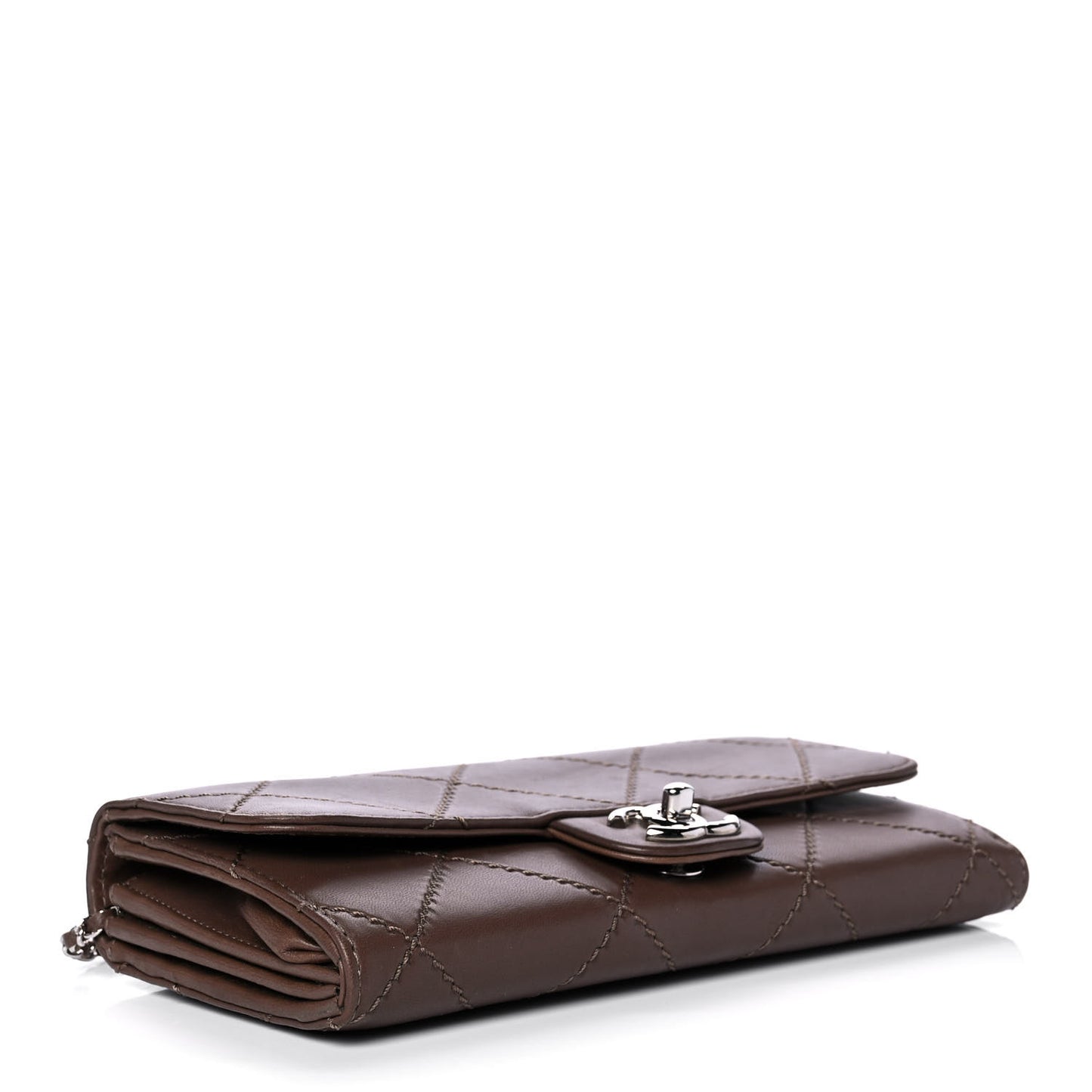 Lambskin Stitched Orient Express Wallet on Chain WOC Brown