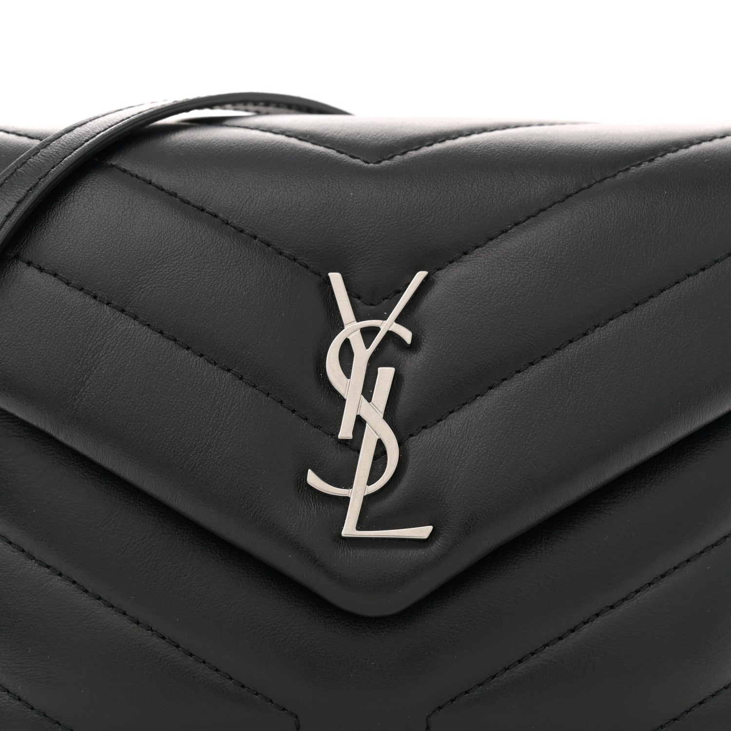 Saint Laurent Calfskin Y Quilted Monogram Toy Loulou Crossbody Bag Black 8 of 10