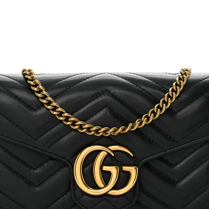 Gucci Calfskin Matelasse GG Marmont Chain Wallet Black 8 of 10