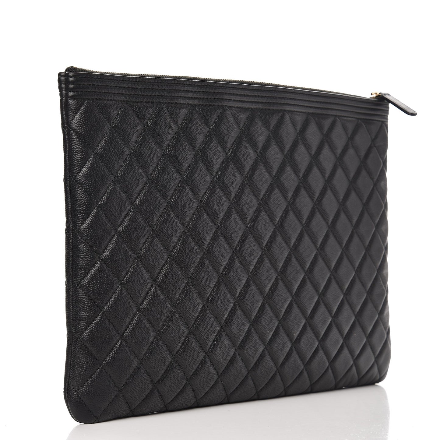 Caviar Quilted Large Boy Cosmetic Case Black