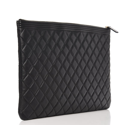 Chanel Caviar Quilted Large Boy Cosmetic Case Black 3 of 10