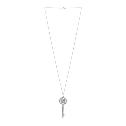 Tiffany Platinum 18K Rose Gold Diamond Pink Diamond Victoria Key Pendant Necklace 3 of 5